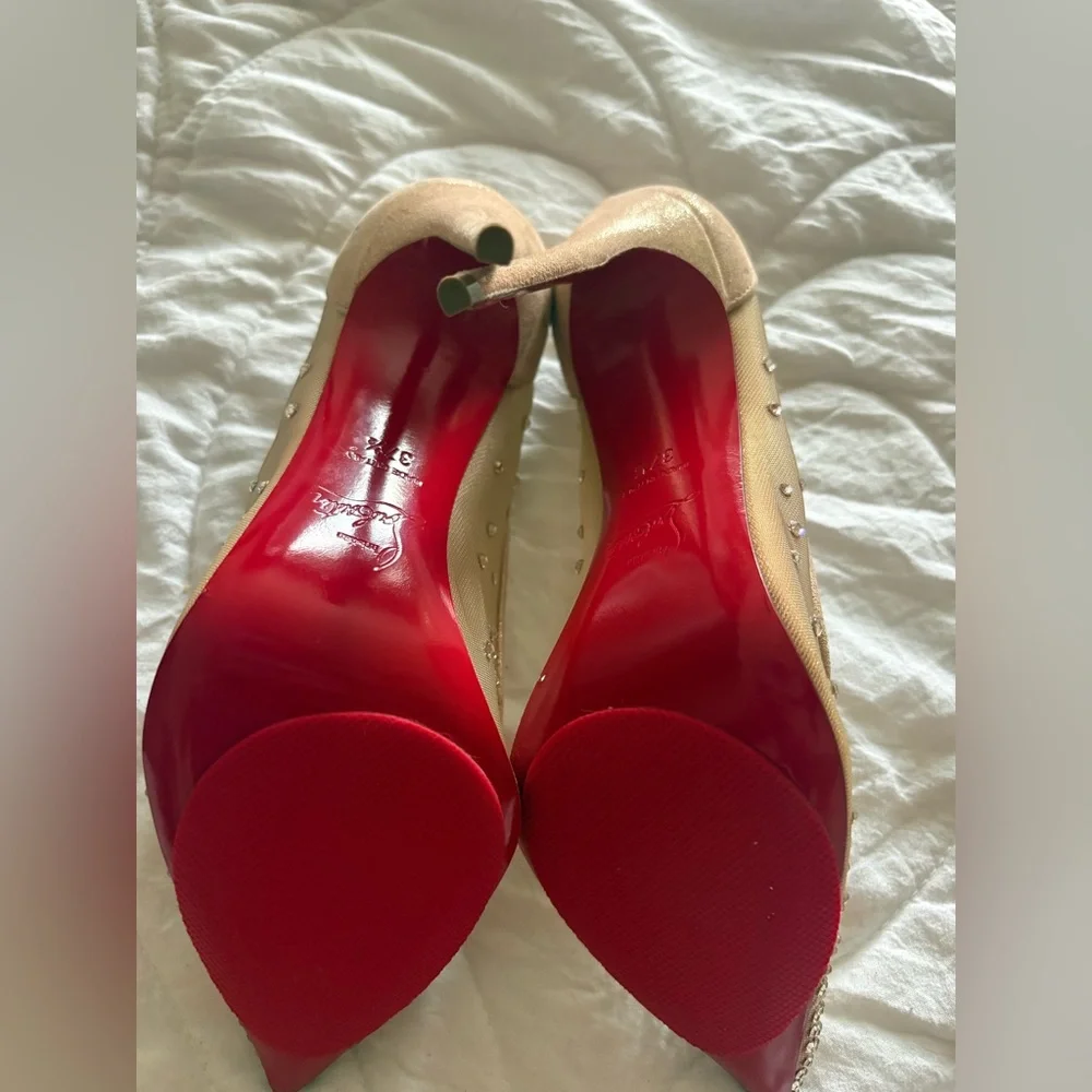 Christian Louboutin Gold Studded Heels - Picture 3 of 5